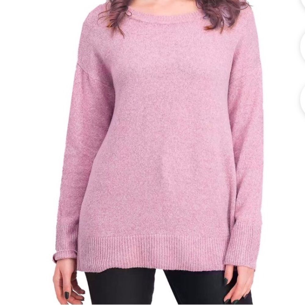 Ellen Tracy Mulberry Pink Long Sleeve Crew Neck Sweater Small Soft Cozy
